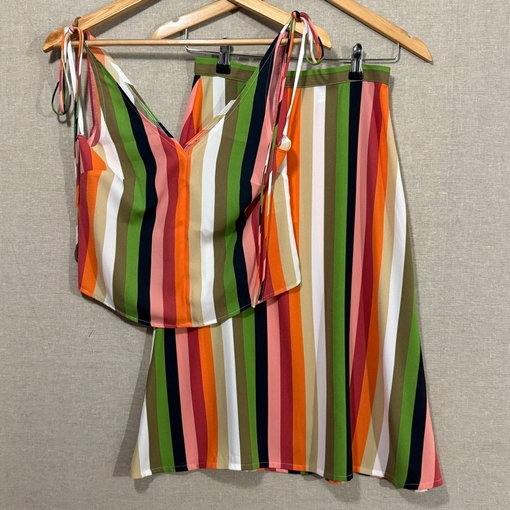 Gianni Bini Colorful Stripes Skirt Top Set NWT XS - Picture 5 of 14